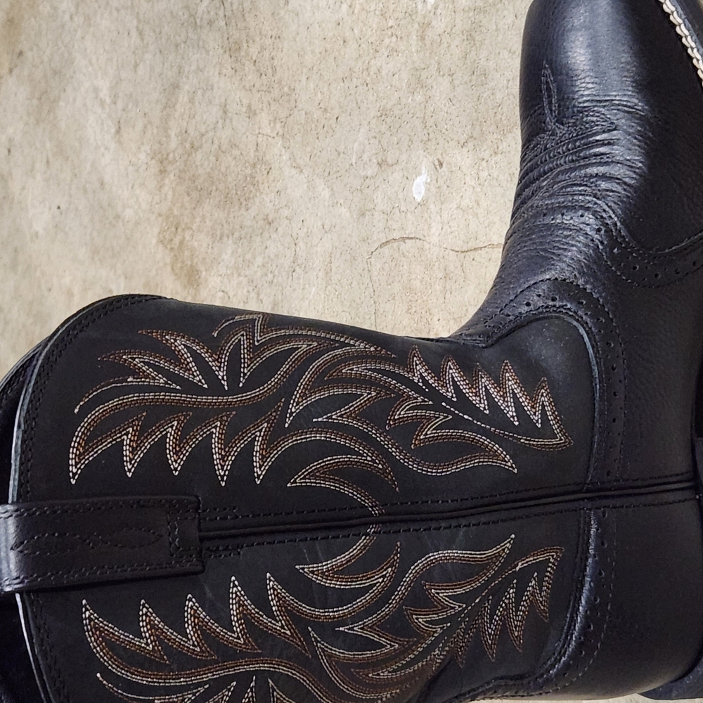 Ariat Black Leather Boots with Green Accents